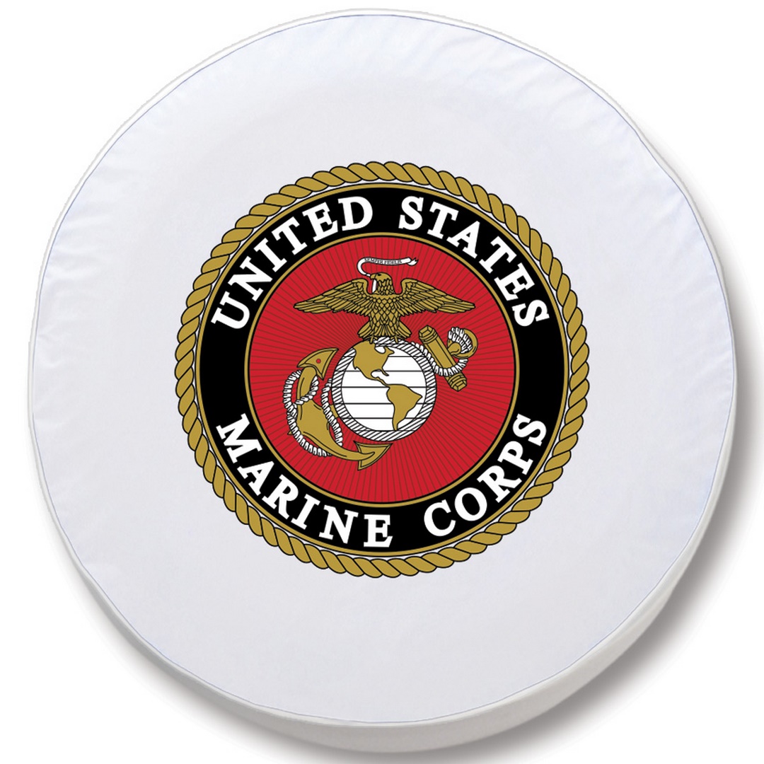 TCOMarineWT-21 1/2 x 8 U.S. Marines Tire Cover-White
