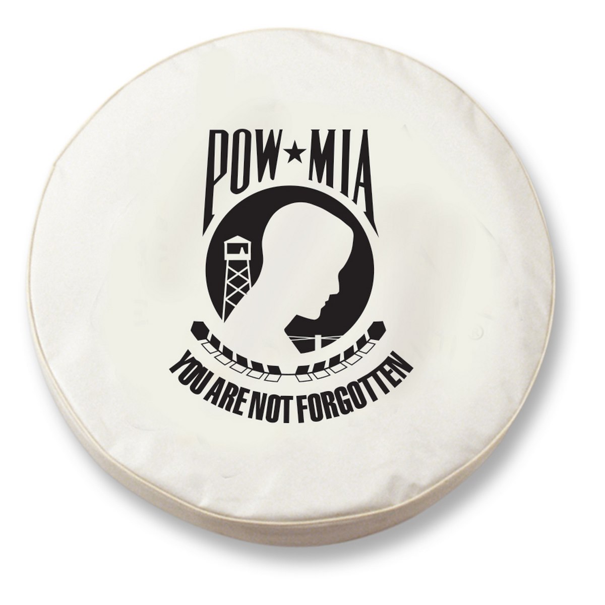 TCJPOWMIAWT-27 x 8 POW/MIA Tire Cover-White