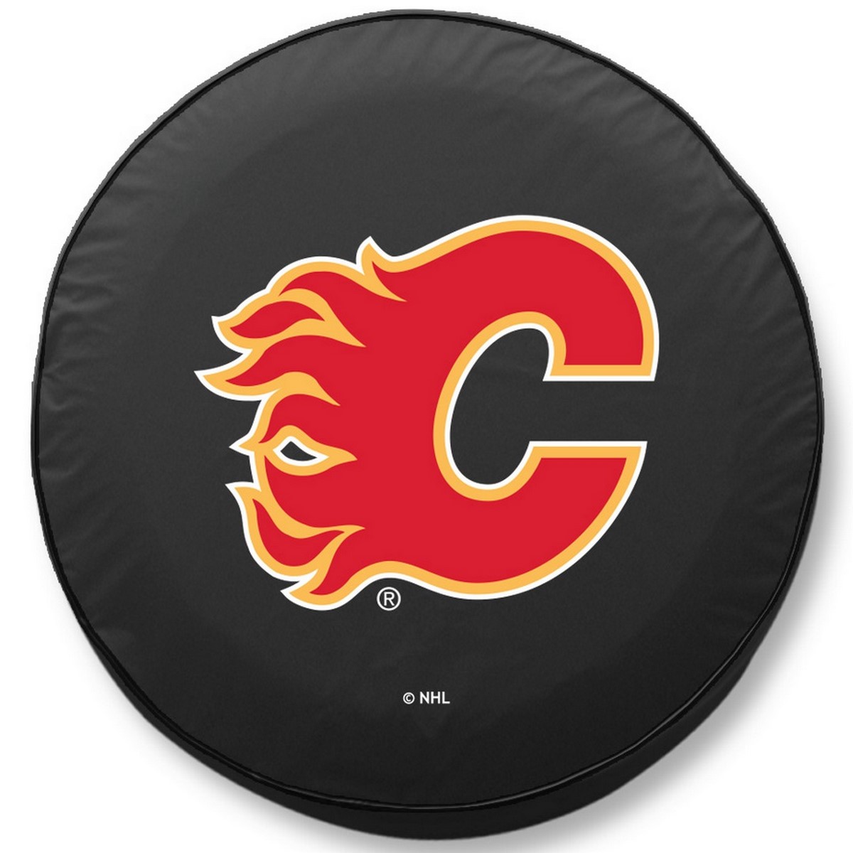 TCACalFlaBK-34 x 8 Calgary Flames Tire Cover-Black