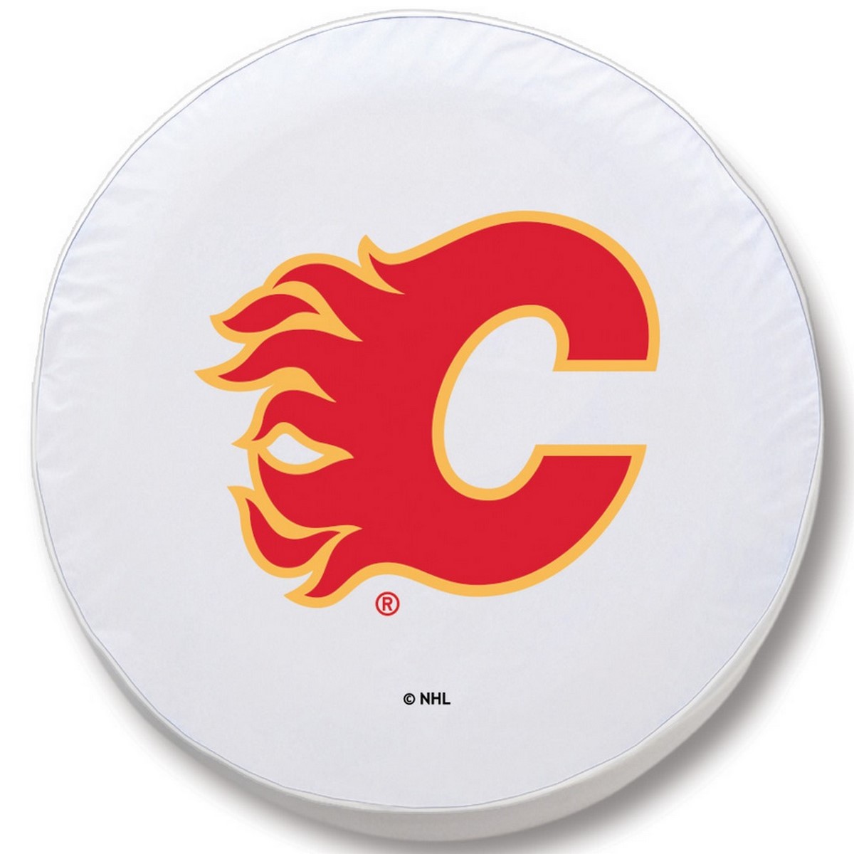 TCH1CalFlaWT-37 x 12.5 Calgary Flames Tire Cover-White