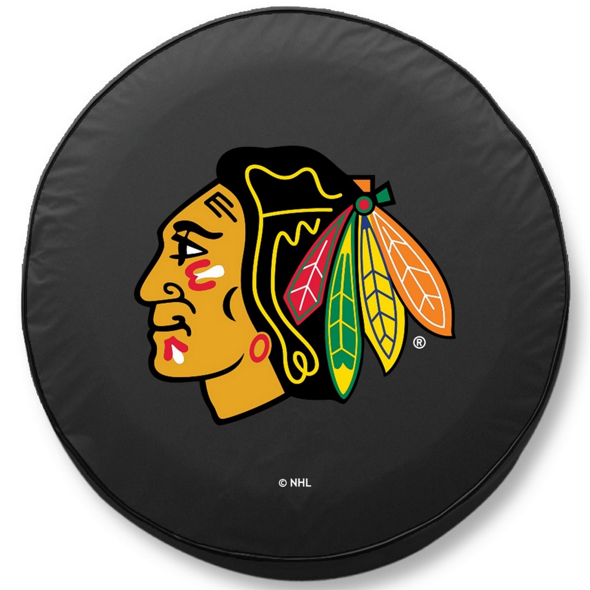 -30 3/4 x 10 Chicago Blackhawks Tire Cover-Black