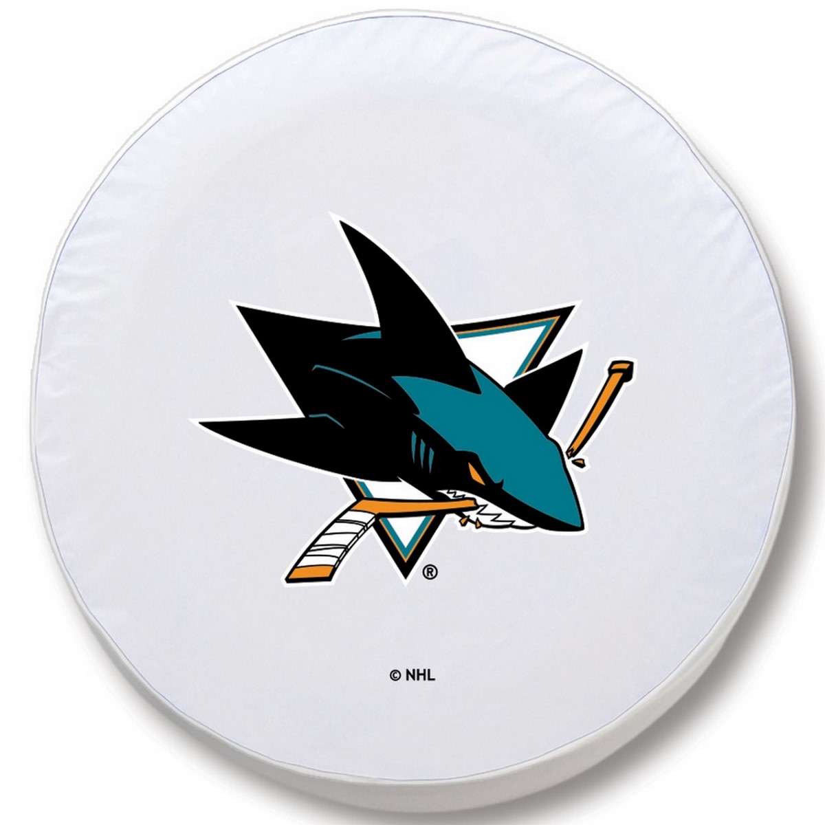 TCH1SJSharWT-37 x 12.5 San Jose Sharks Tire Cover-White