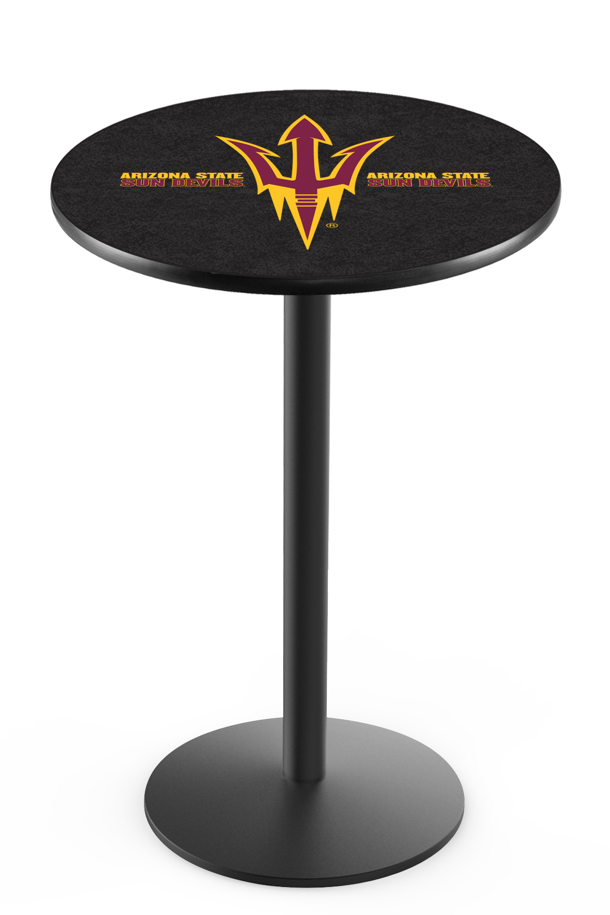 L214 Arizona State University (Pitchfork) 42" Tall - 30" Top Pub Table with Black Wrinkle Finish