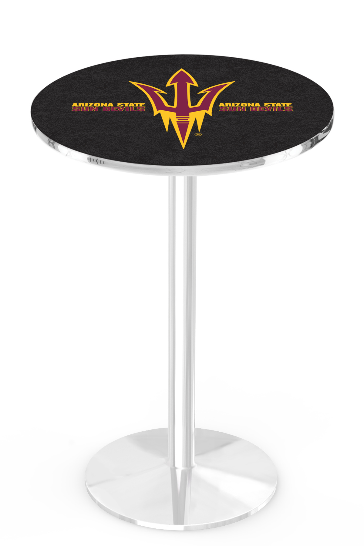 L214 Arizona State University (Pitchfork) 36" Tall - 30" Top Pub Table with Chrome Finish