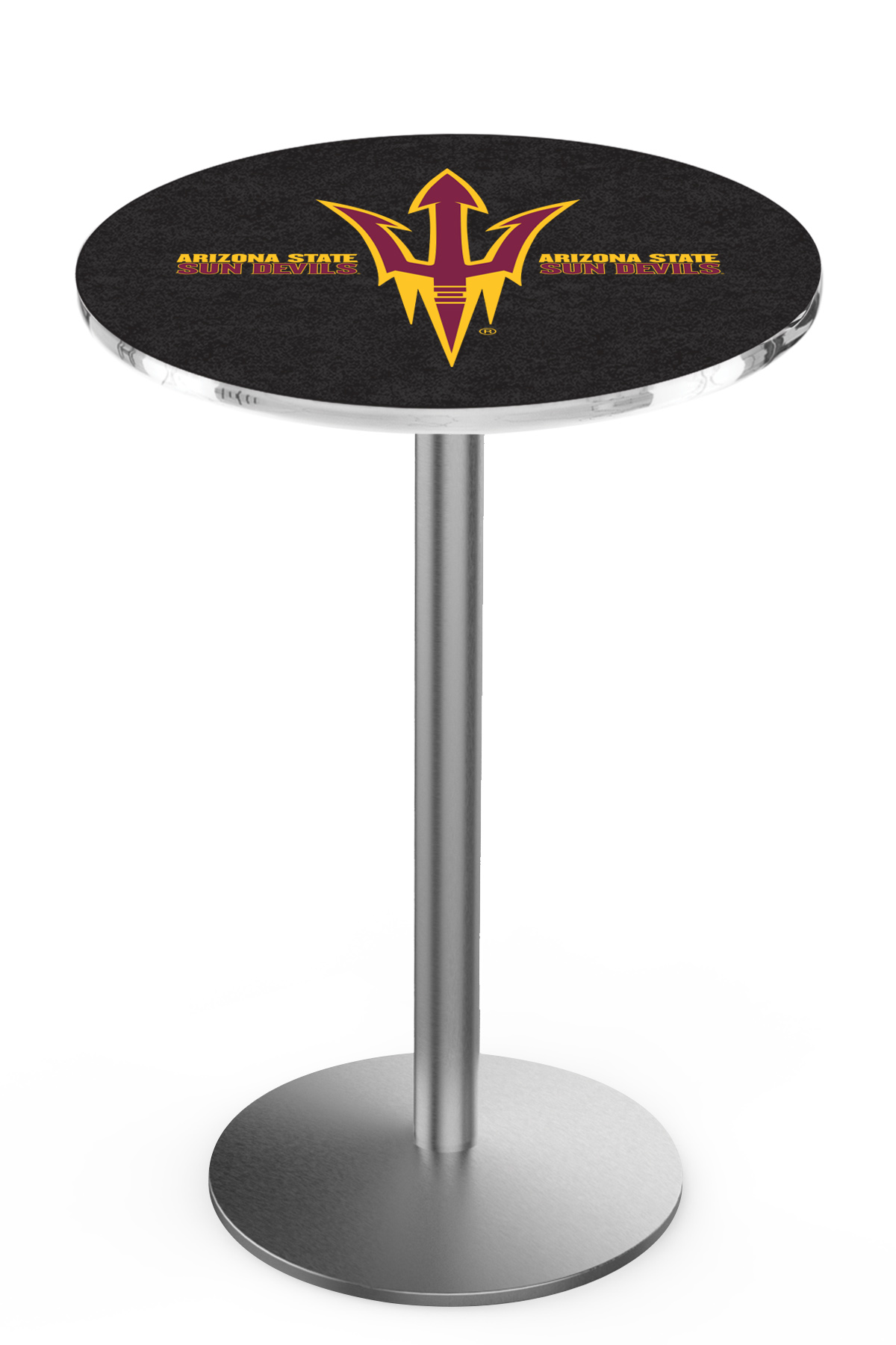 L214 Arizona State University (Pitchfork) 42" Tall - 30" Top Pub Table with Stainless Finish