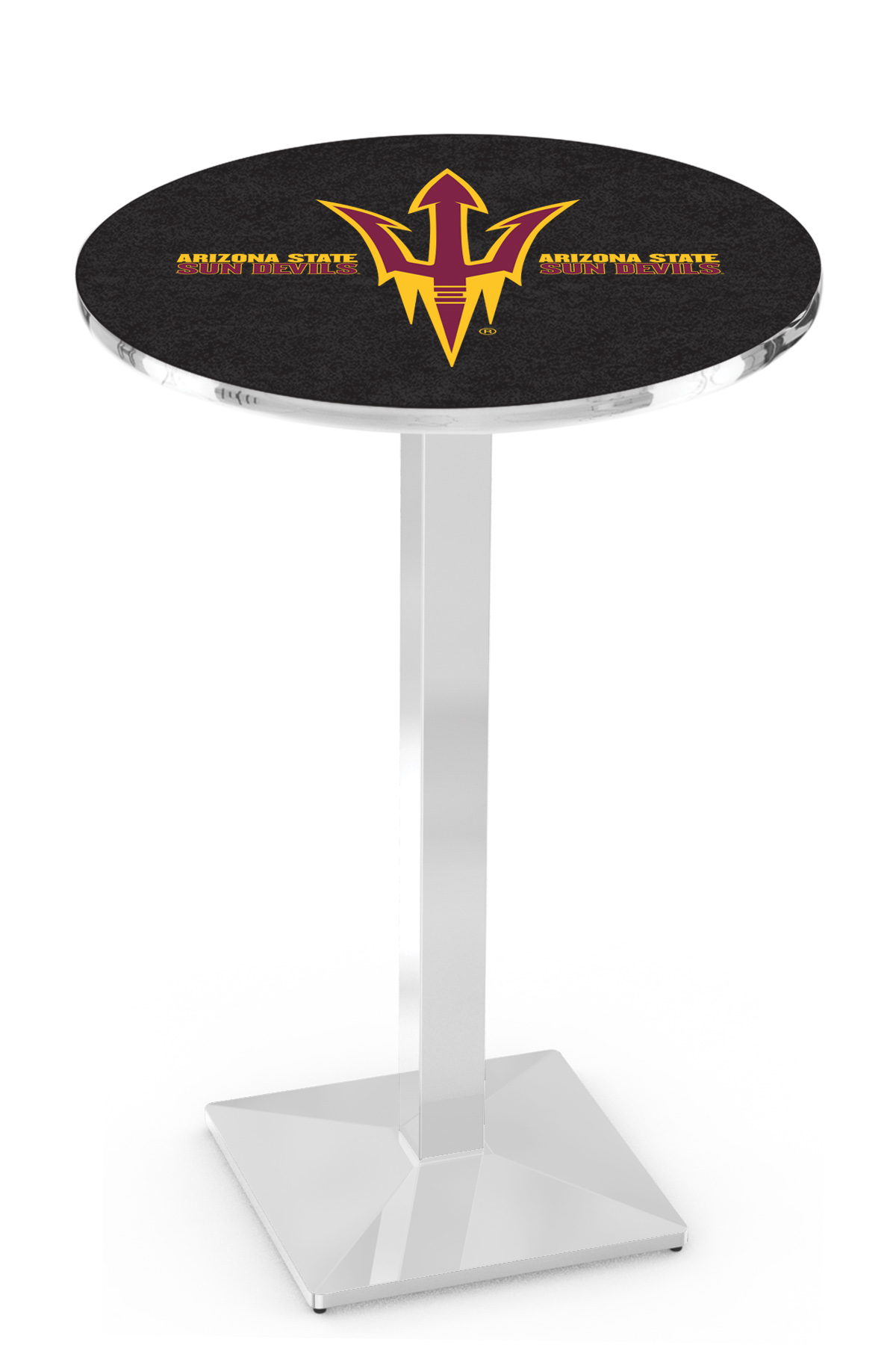 L217 Arizona State University (Pitchfork) 36" Tall - 30" Top Pub Table with Chrome Finish