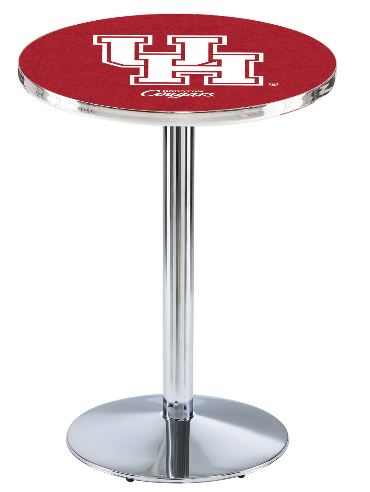L214 University of Houston 36" Tall - 30" Top Pub Table with Chrome Finish