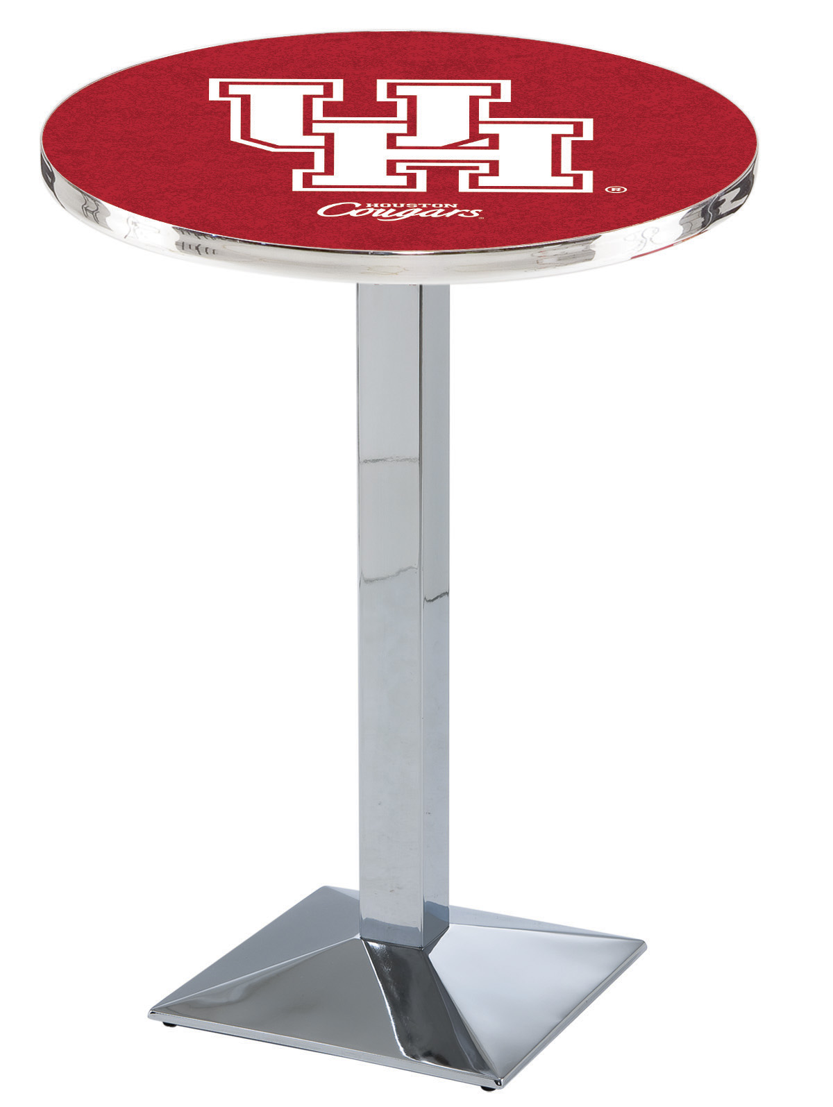 L217 University of Houston 42" Tall - 30" Top Pub Table with Chrome Finish
