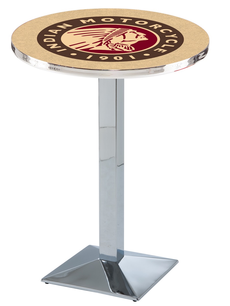 L217 Indian Motorcycle 42" Tall - 30" Top Pub Table with Chrome Finish