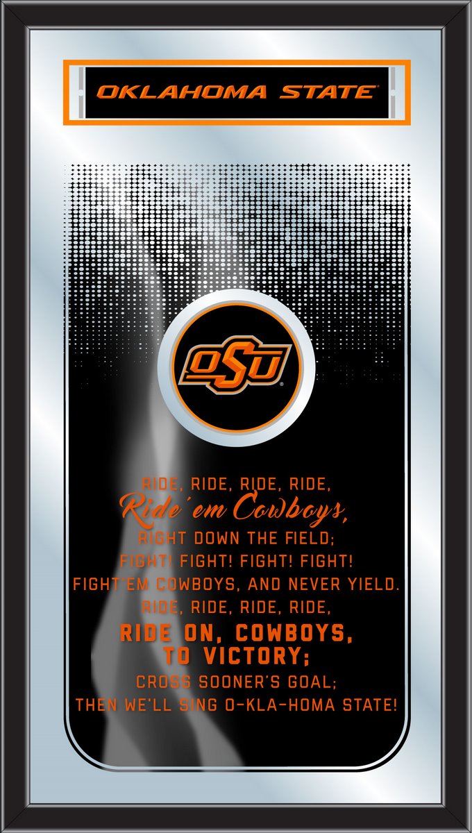 MFghtOKStUn NCAA Oklahoma State Fight Song Logo Mirror, 26 x 15 in.