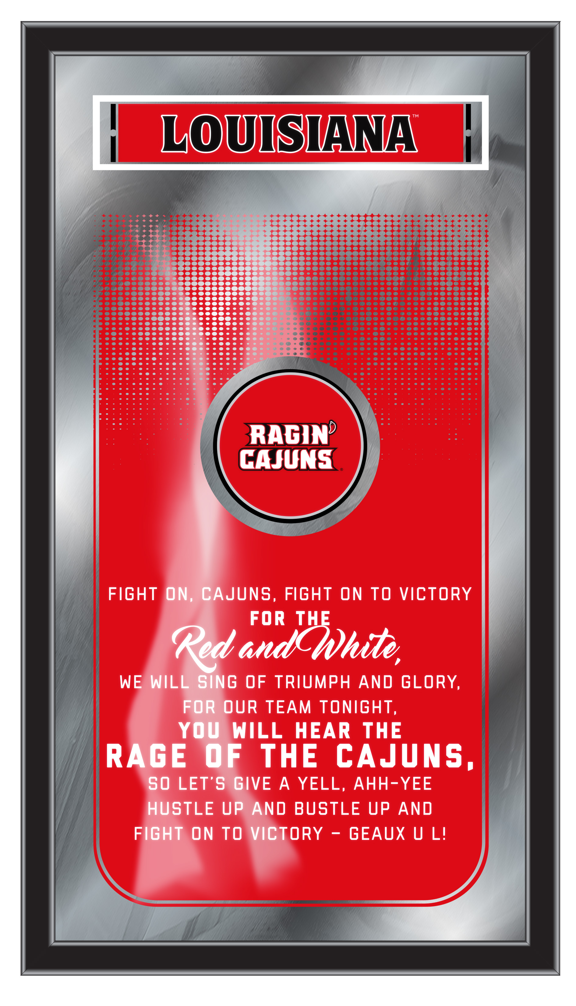 MFghtLA-Laf NCAA Louisiana-Lafayette Fight Song Logo Mirror, 26 x 15 in.