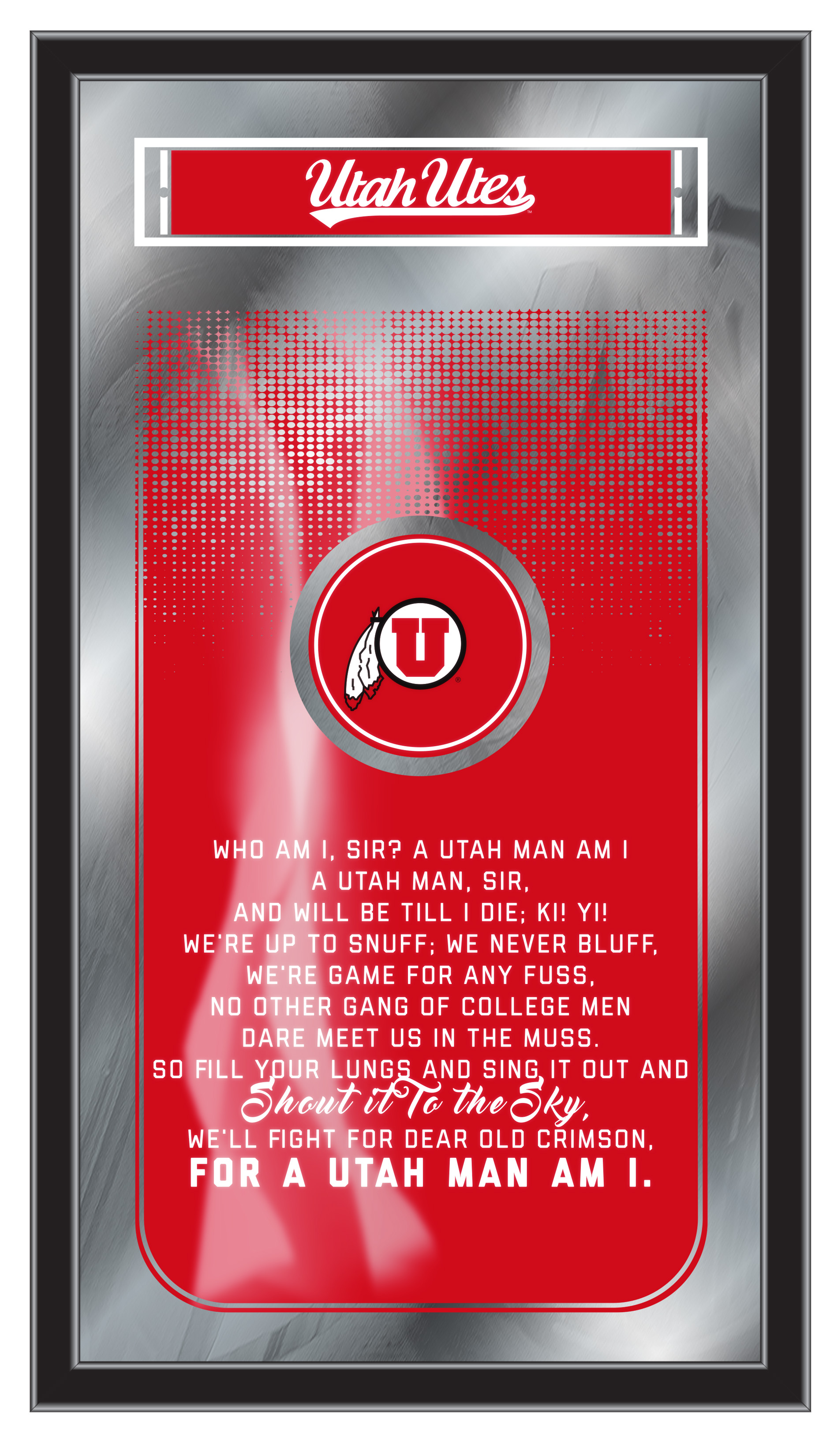 MFghtUtahUn NCAA Utah Fight Song Logo Mirror, 26 x 15 in.