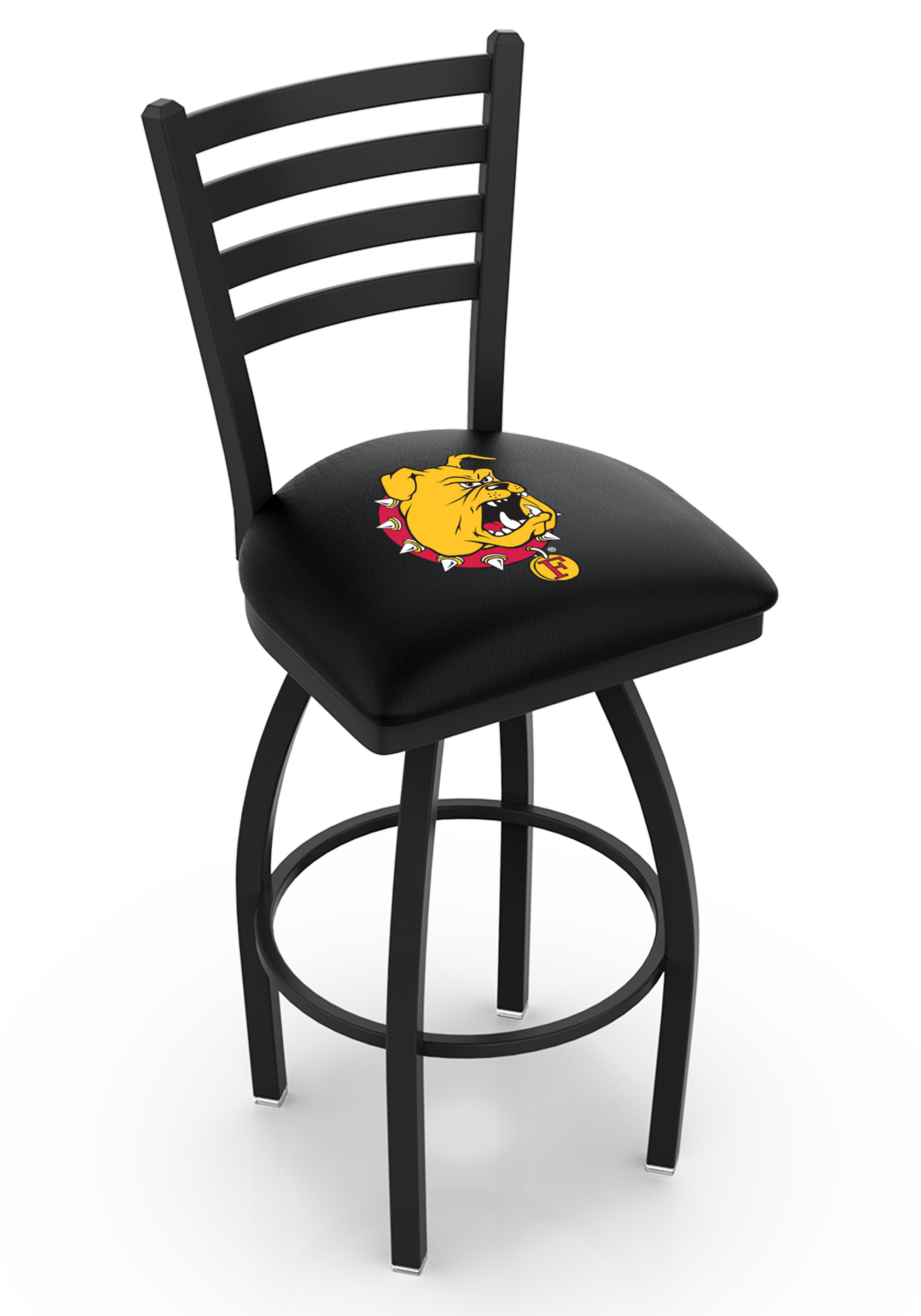 30 in. Wrinkle Ferris State Swivel Bar Stool with Ladder Style Back