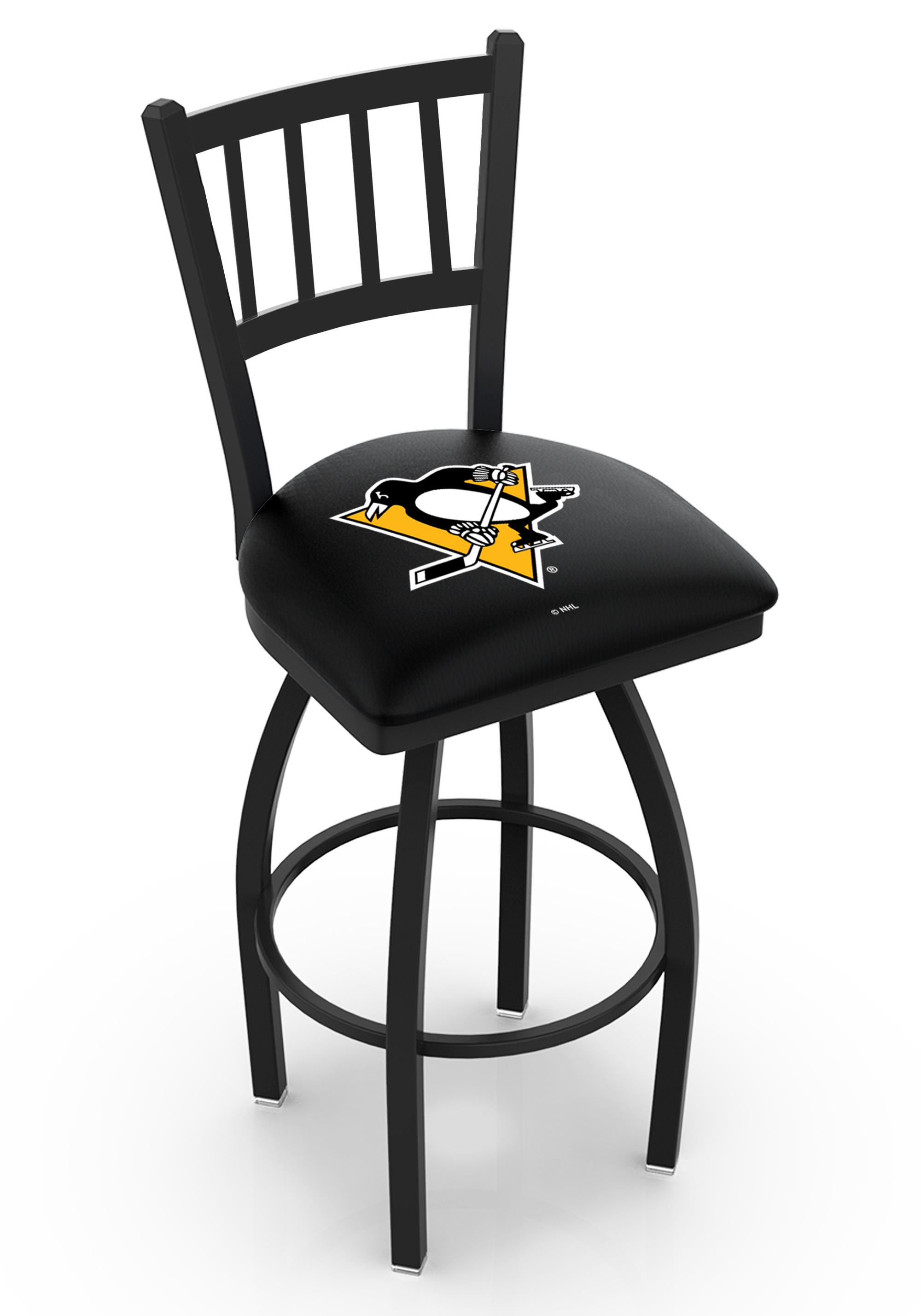 L01836PitPen 36 in. Pittsburgh Bar Stool with Penguins Logo Swivel Seat