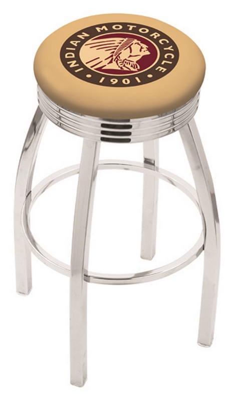 25 in. Indian Bar Stool with Motorcycle Logo Swivel Seat L8C2C