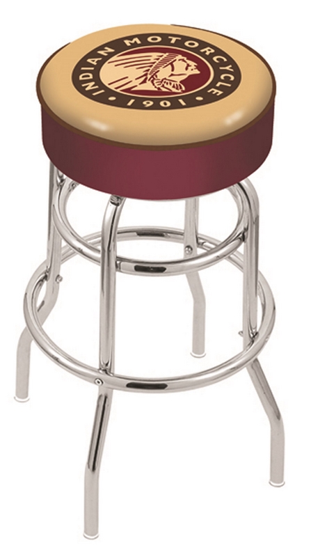 25 in. Indian Bar Stool with Motorcycle Logo Swivel Seat L7C1