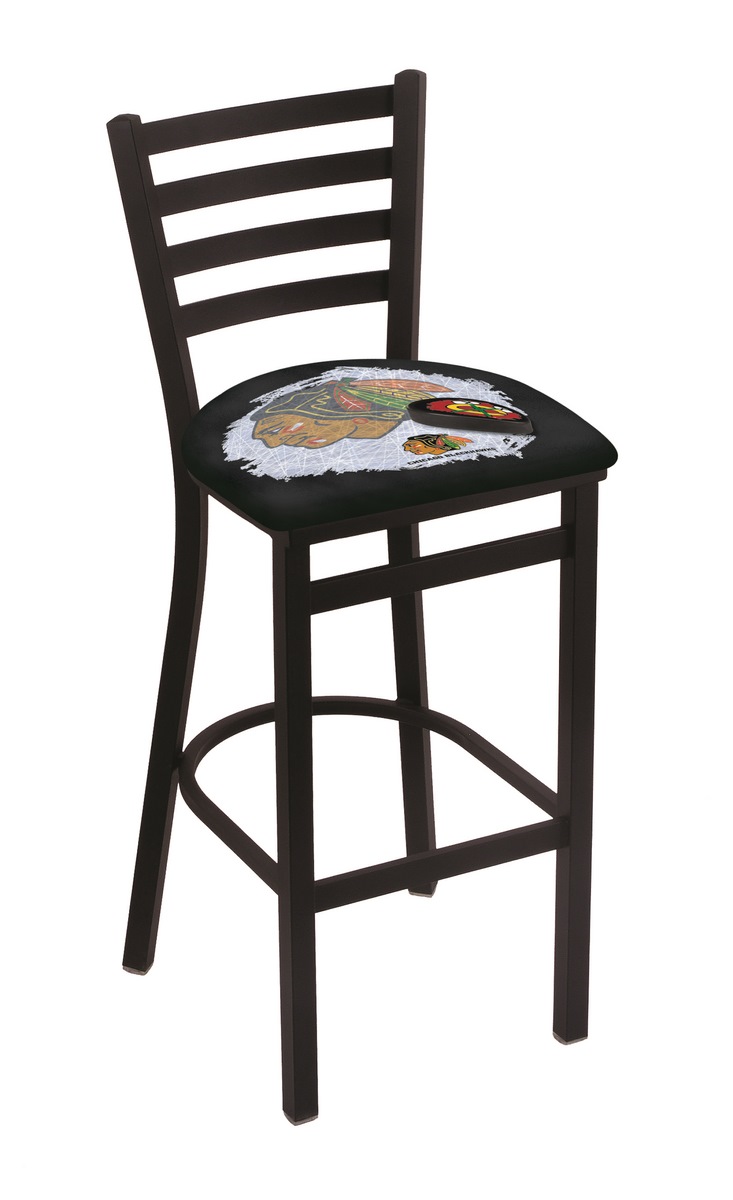 L00430ChiHwk-B 30 in. Chicago Bar Stool with Blackhawks Black Logo