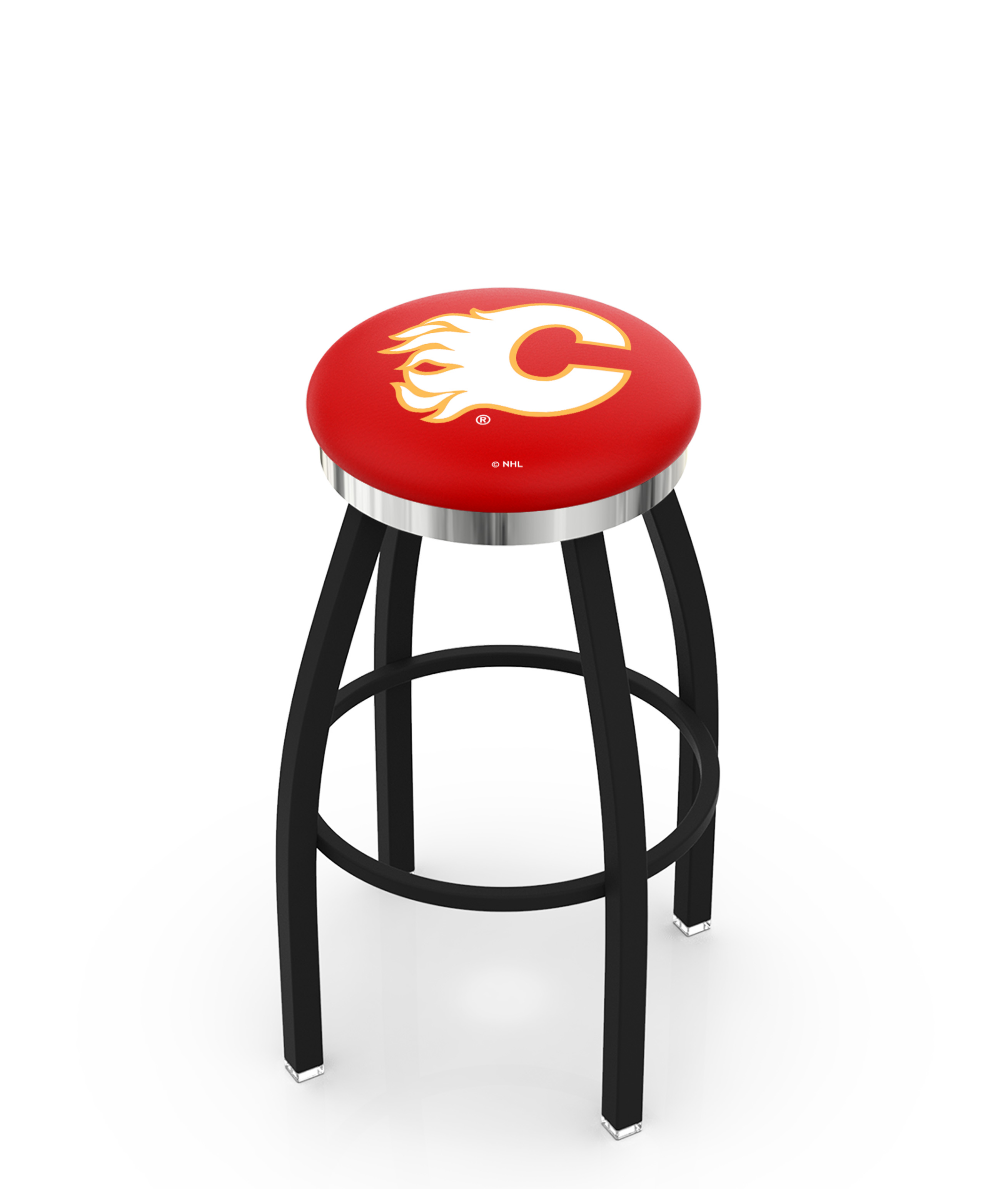 L8B2C36CalFla 36 in. Calgary Bar Stool with Flames Logo Swivel Seat
