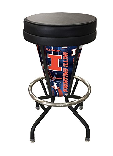 L500030IlliniUBlkVinyl Illinois Lighted Bar Stool