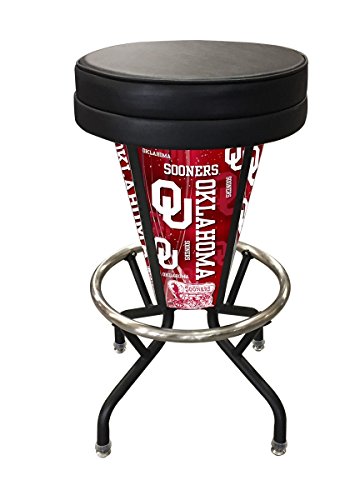 L500030OklhmaBlkVinyl Oklahoma Lighted Bar Stool
