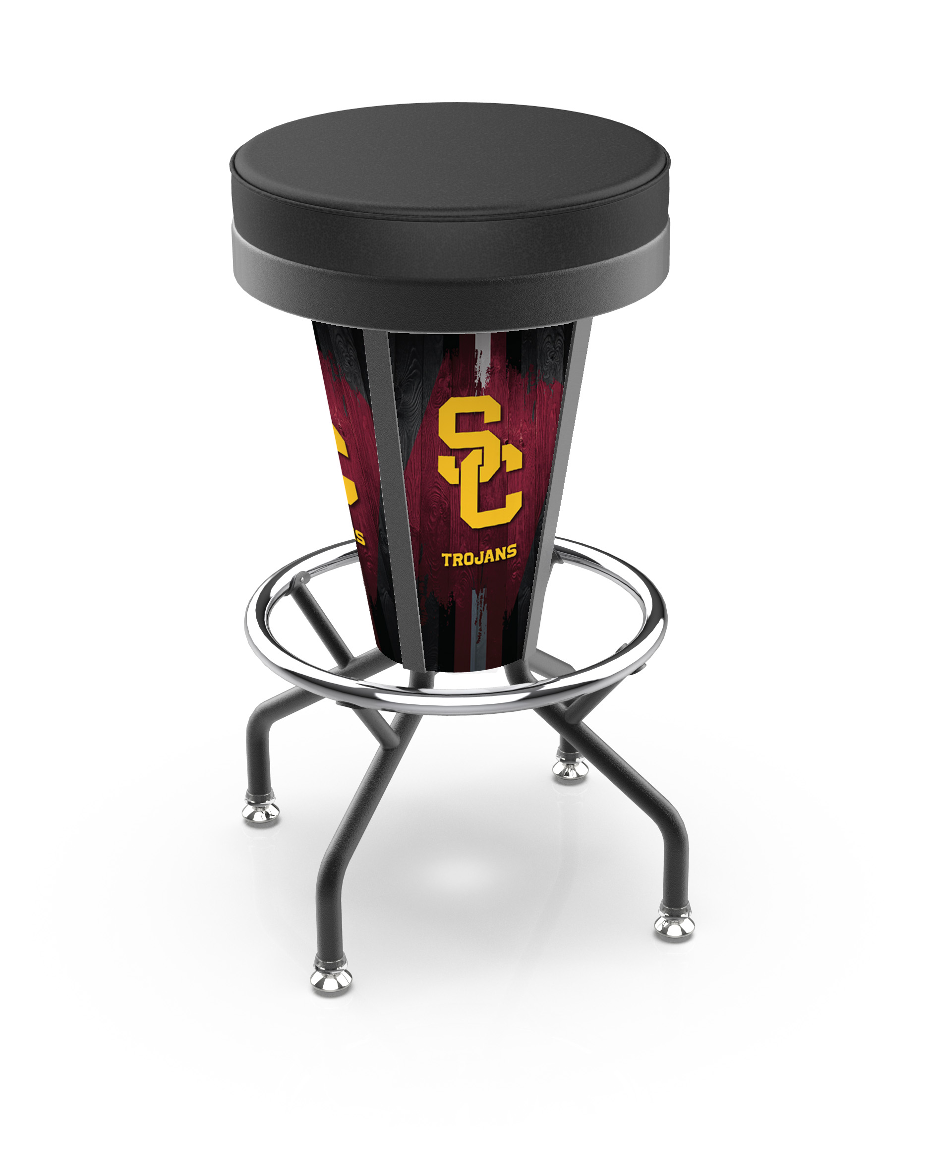 L500030SouCalBlkVinyl University of Southern California Trojans Lighted Bar Stool