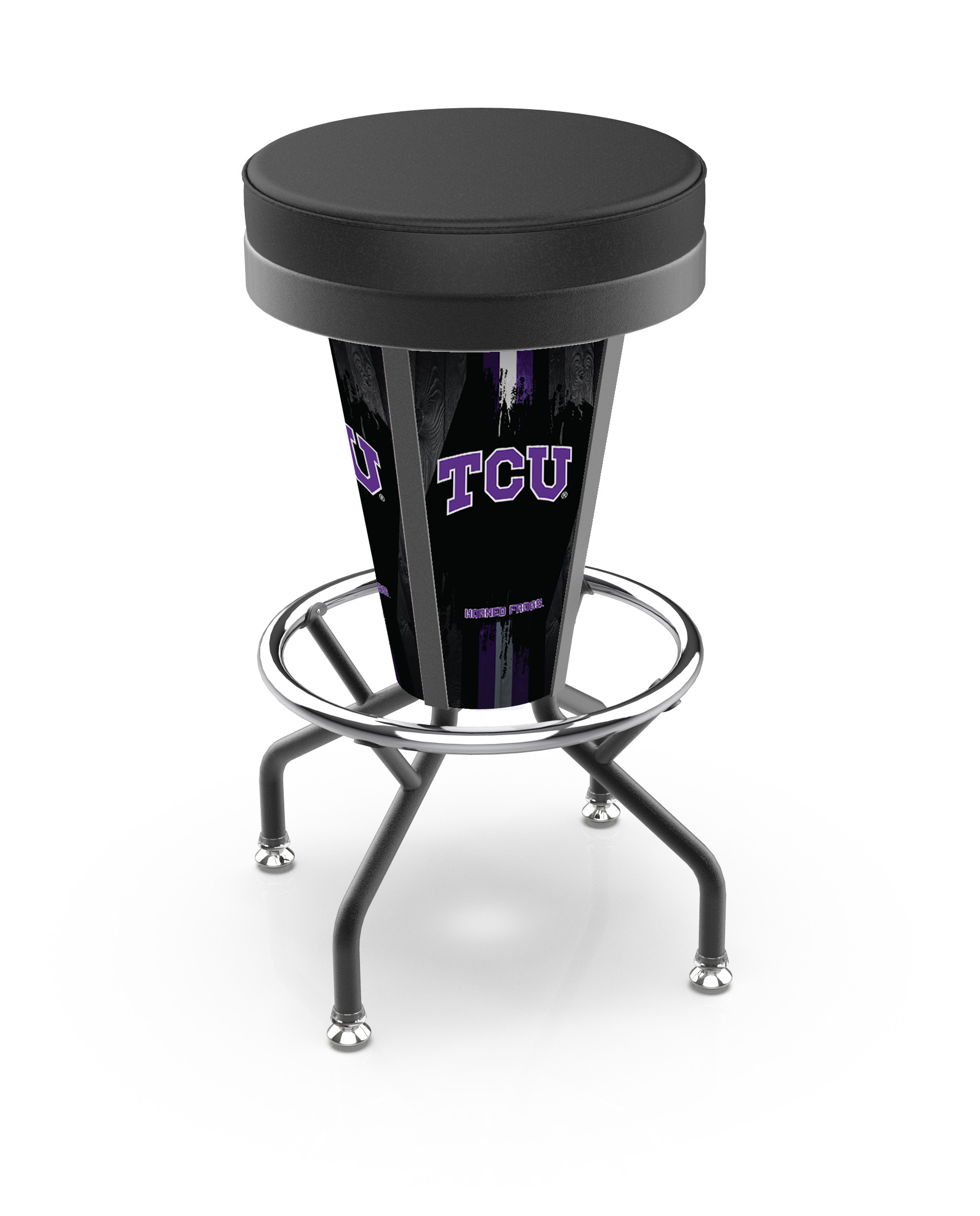 L500030TexChrBlkVinyl Texas Christian University Lighted Bar Stool