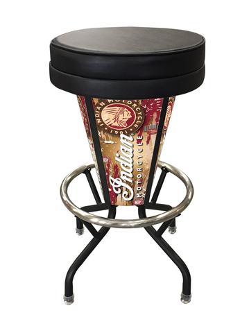 L500030Indian1PBlkVinyl Indian Motorcycle Lighted Bar Stool