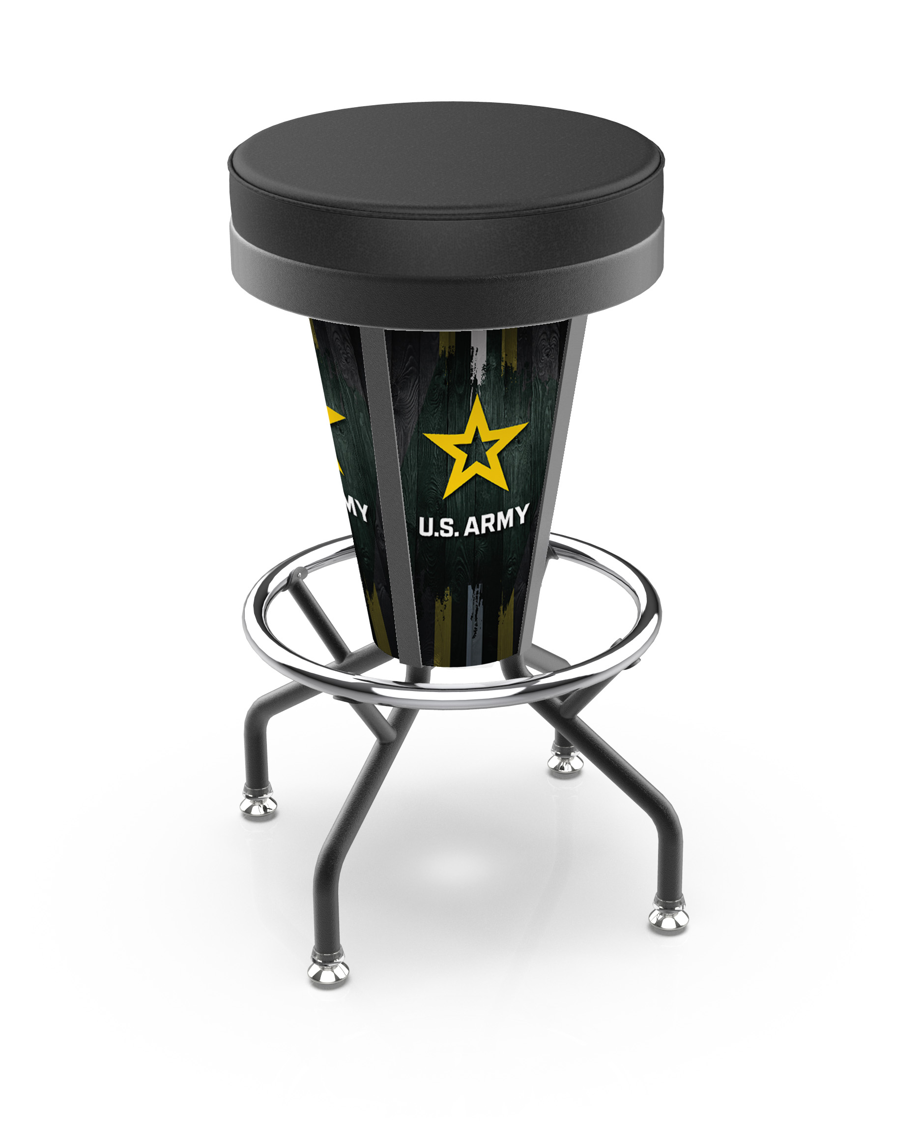 L500030ArmyBlkVinyl United States Army Lighted Bar Stool