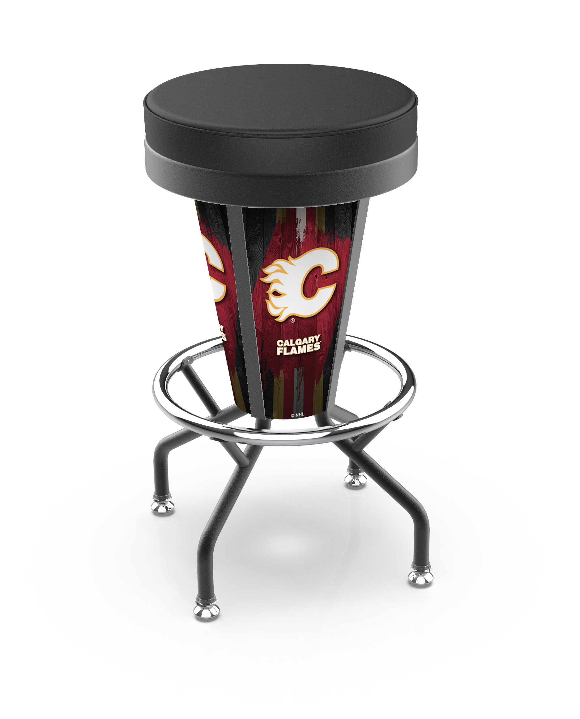 L500030CalFlaBlkVinyl Calgary Flames Lighted Bar Stool