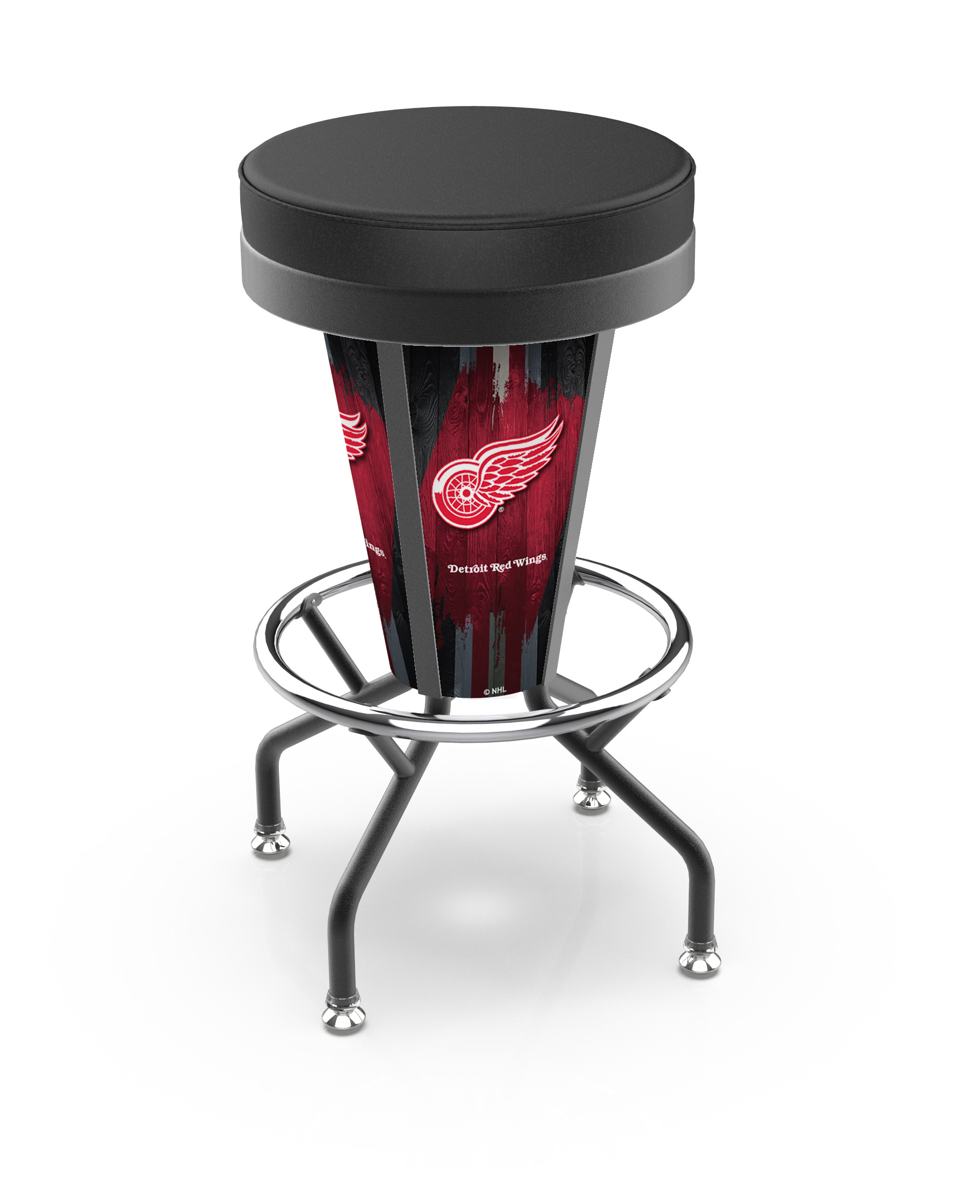L500030DetRedBlkVinyl Detroit Red Wings Lighted Bar Stool