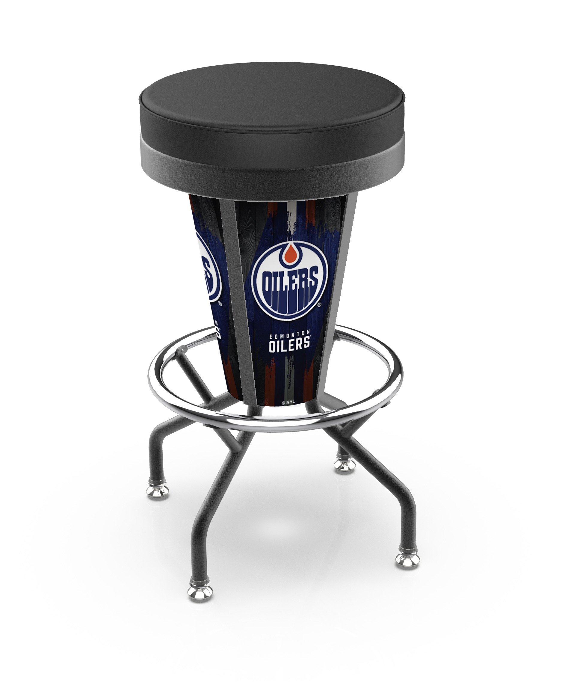 L500030EdmOilBlkVinyl Edmonton Oilers Lighted Bar Stool