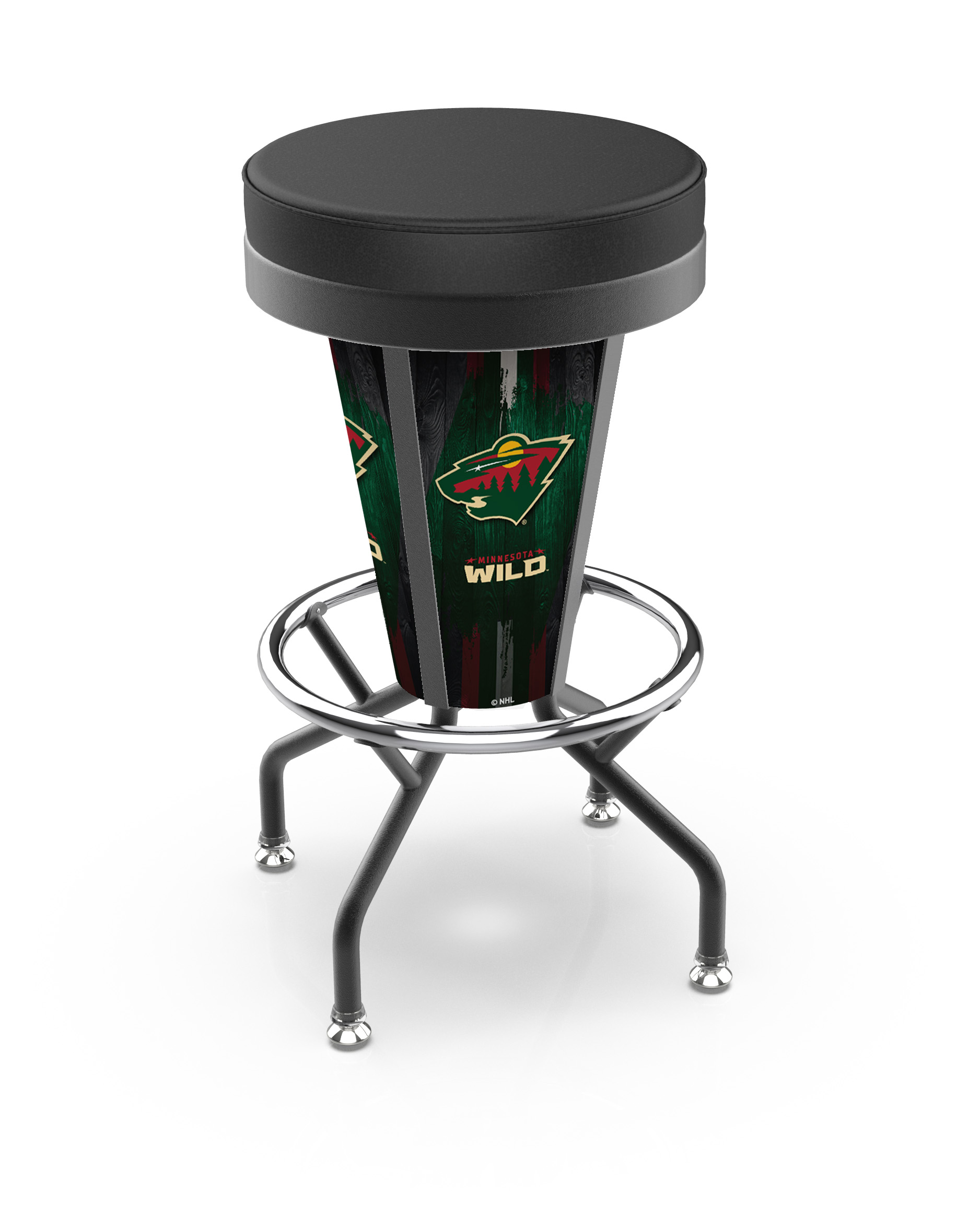 L500030MinWldBlkVinyl Minnesota Wild Lighted Bar Stool