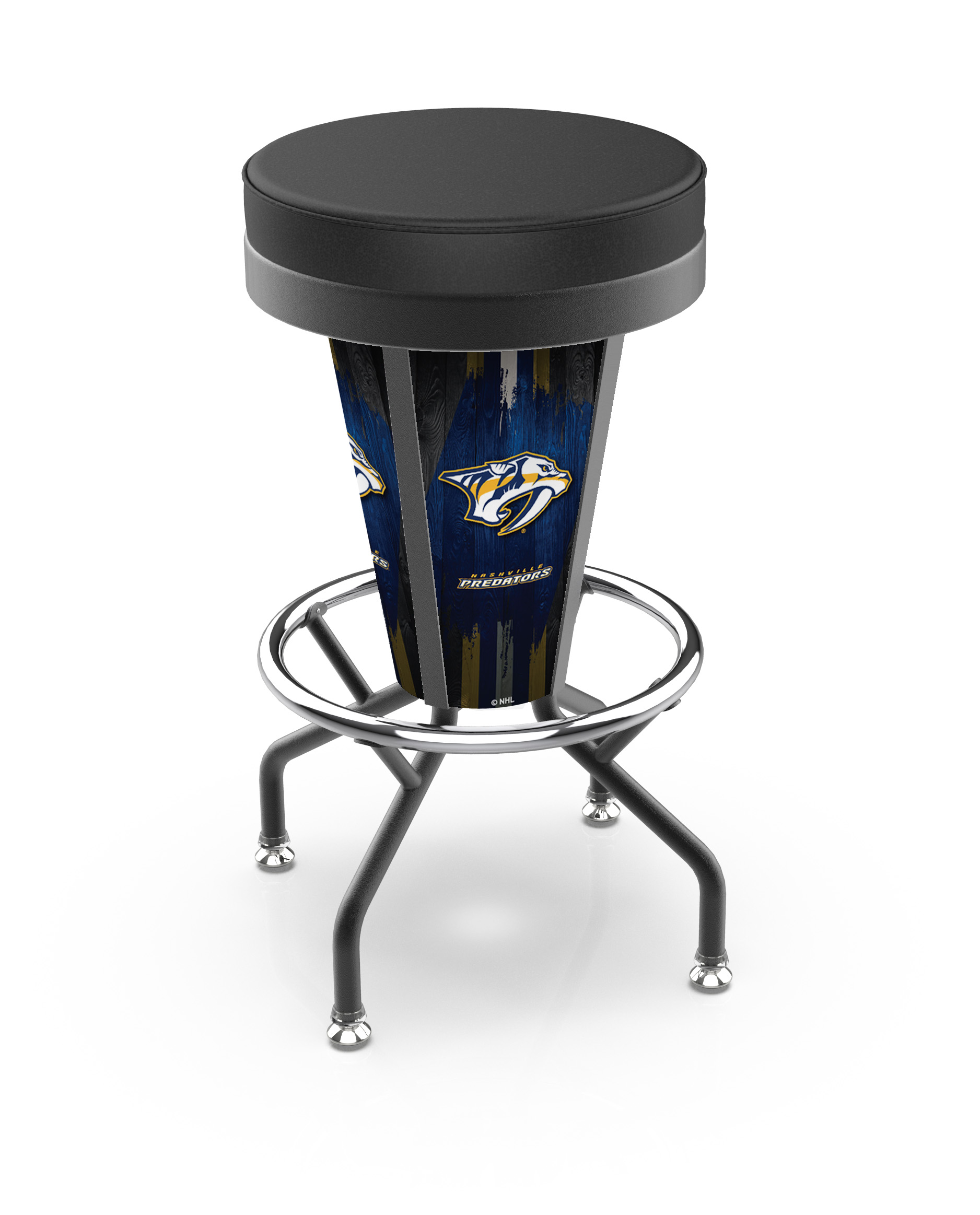 L500030NshPreBlkVinyl Nashville Predators Lighted Bar Stool
