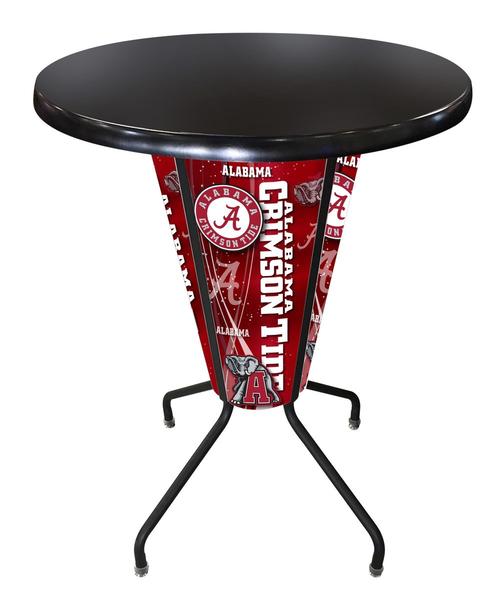 L218B42AlabmaOD36RBlk Lighted Alabama Pub Table