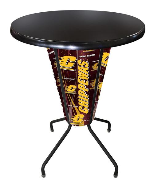 L218B42CenMicOD36RBlk Lighted Central Michigan Pub Table