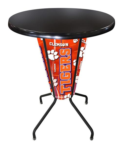 L218B42ClmsonOD36RBlk Lighted Clemson Pub Table