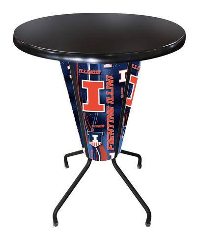 L218B42IlliniUOD36RBlk Lighted Illinois Pub Table