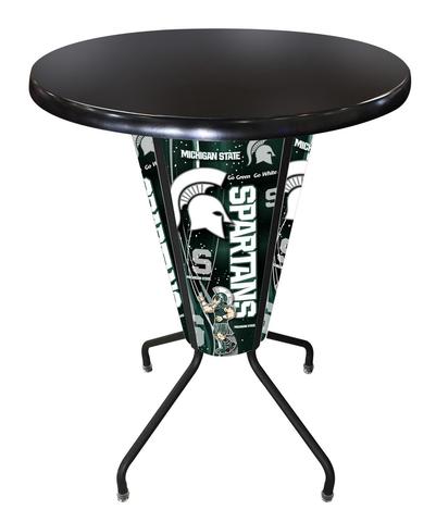 L218B42MichStOD36RBlk Lighted Michigan State Pub Table