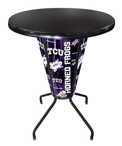 L218B42TexChrOD36RBlk Lighted Texas Christian University Pub Table