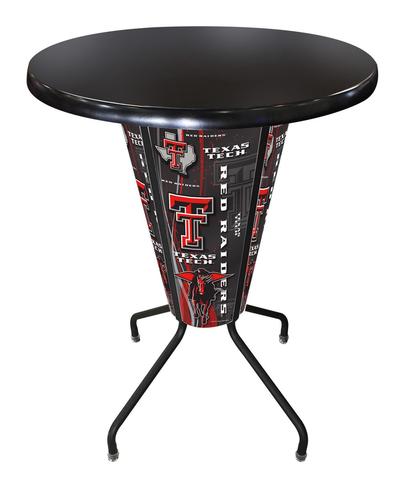 L218B42TXTechOD36RBlk Lighted Texas Tech Pub Table