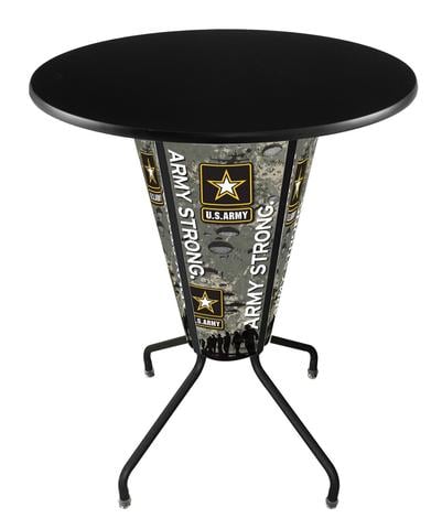 L218B42ArmyOD36RBlk Lighted Army Pub Table