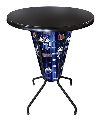 L218B42EdmOilOD36RBlk Lighted Edmonton Oilers Pub Table