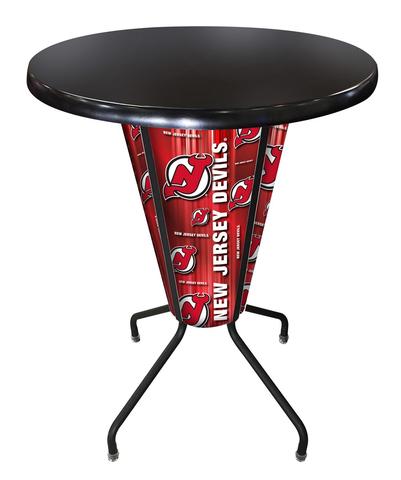 L218B42NJDevlOD36RBlk Lighted New Jersey Devils Pub Table