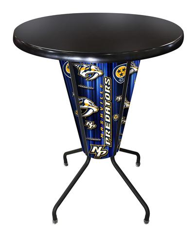 L218B42NshPreOD36RBlk Lighted Nashville Predators Pub Table