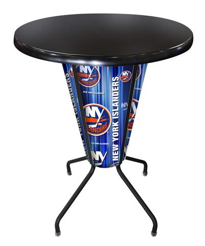 L218B42NYIslnOD36RBlk Lighted New York Islanders Pub Table
