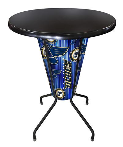 L218B42STLBluOD36RBlk Lighted St Louis Blues Pub Table