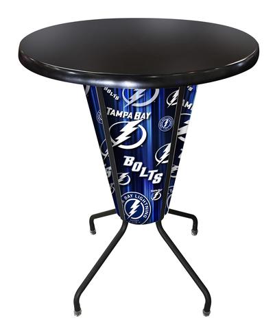 L218B42TBLghtOD36RBlk Lighted Tampa Bay Lightning Pub Table