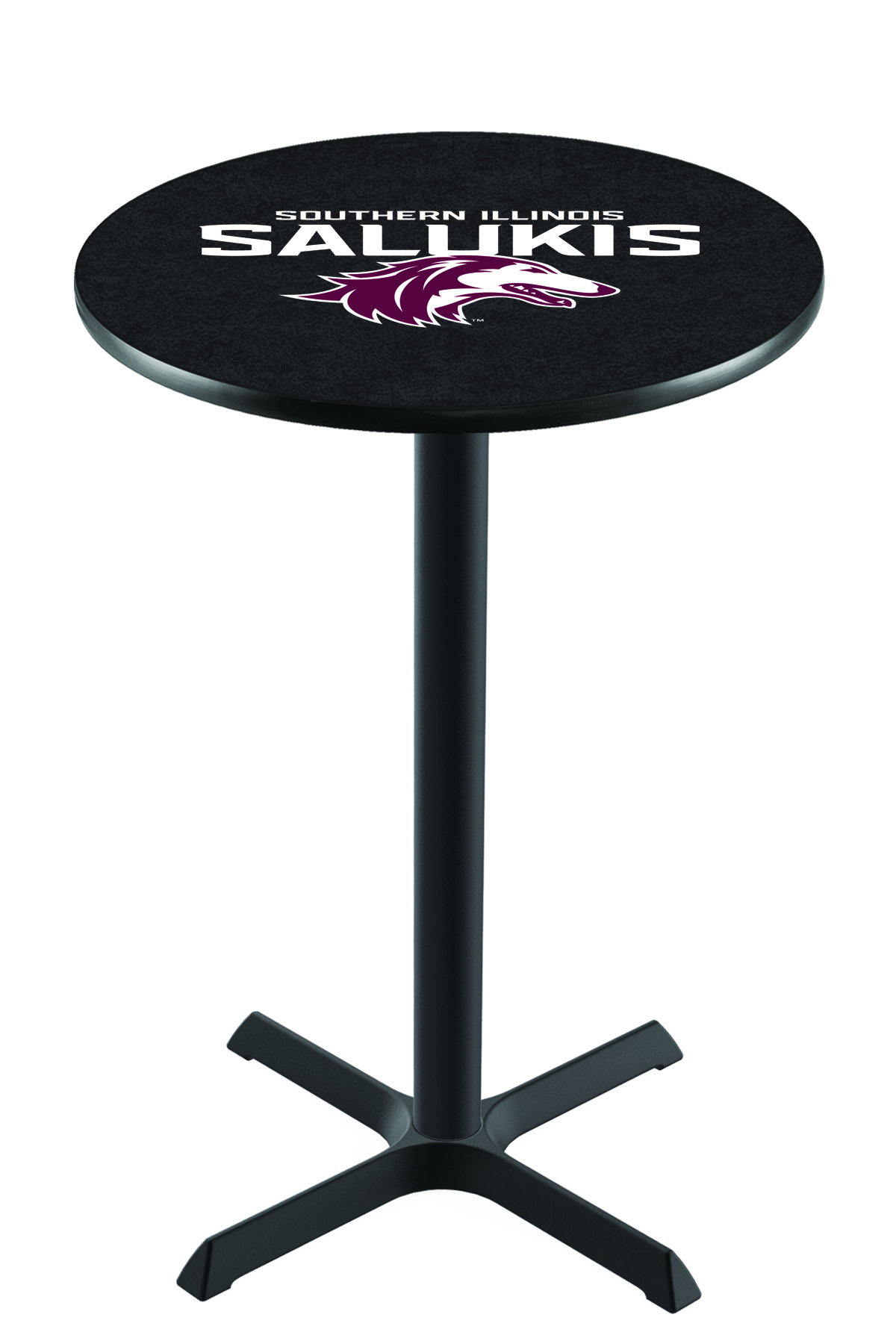 L211 Southern Illinois University 36" Tall - 30" Top Pub Table with Black Wrinkle Finish