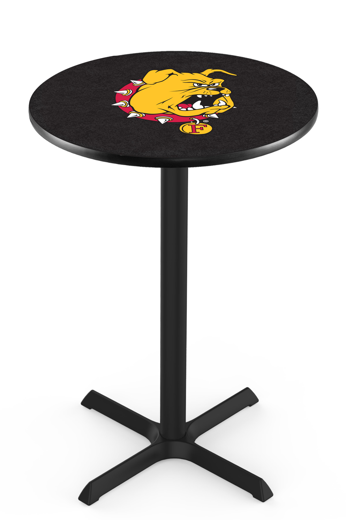 L211 Ferris State University 42" Tall - 30" Top Pub Table with Black Wrinkle Finish