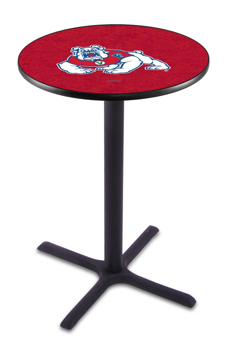 L211 Fresno State University 36" Tall - 30" Top Pub Table with Black Wrinkle Finish